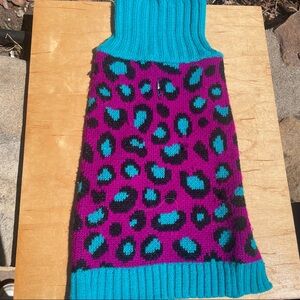 Purple and Blue Leopard Print Dog Sweater